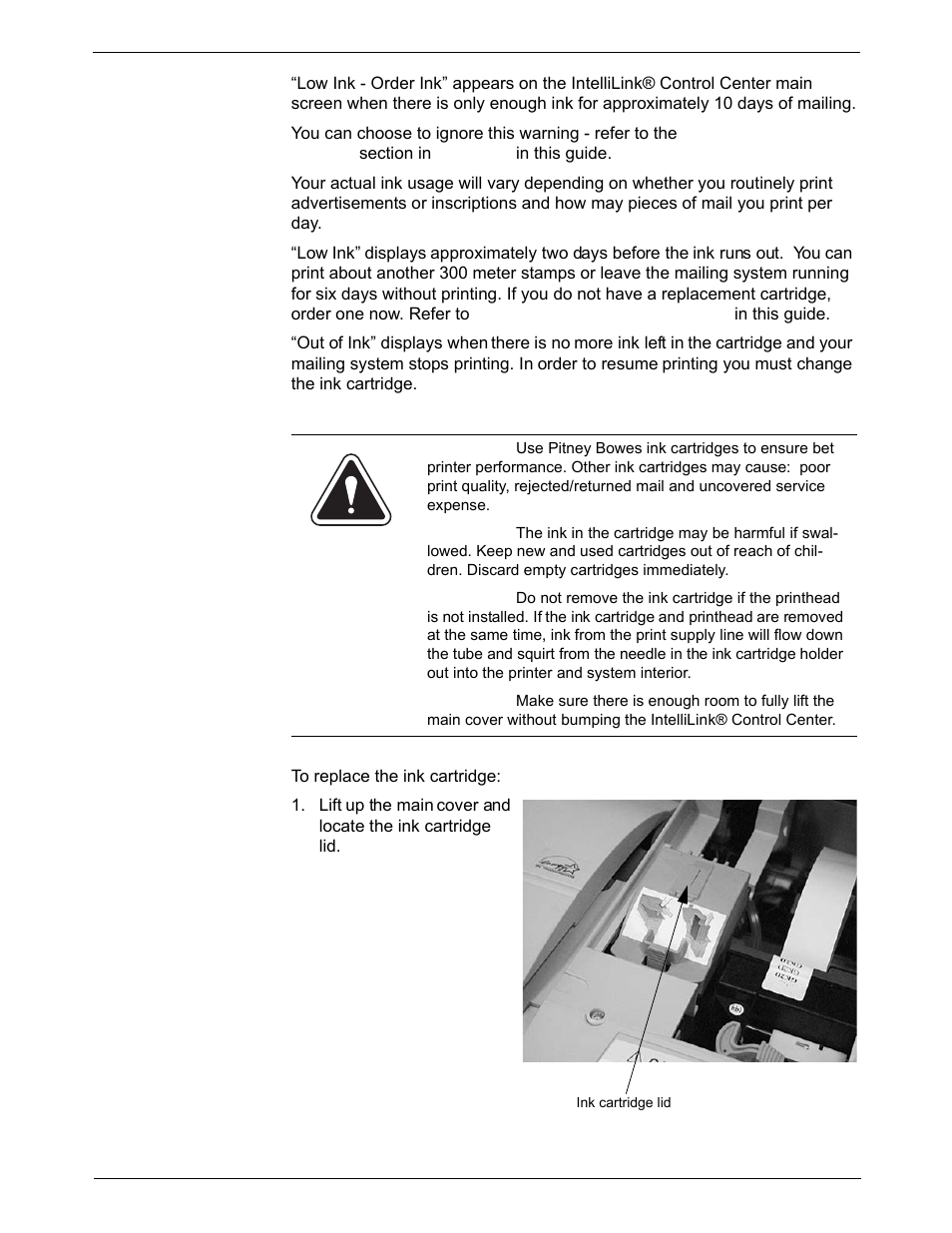 Replacing the ink cartridge, Replacing the ink cartridge -13 | Pitney Bowes DM550 Series User Manual | Page 149 / 188