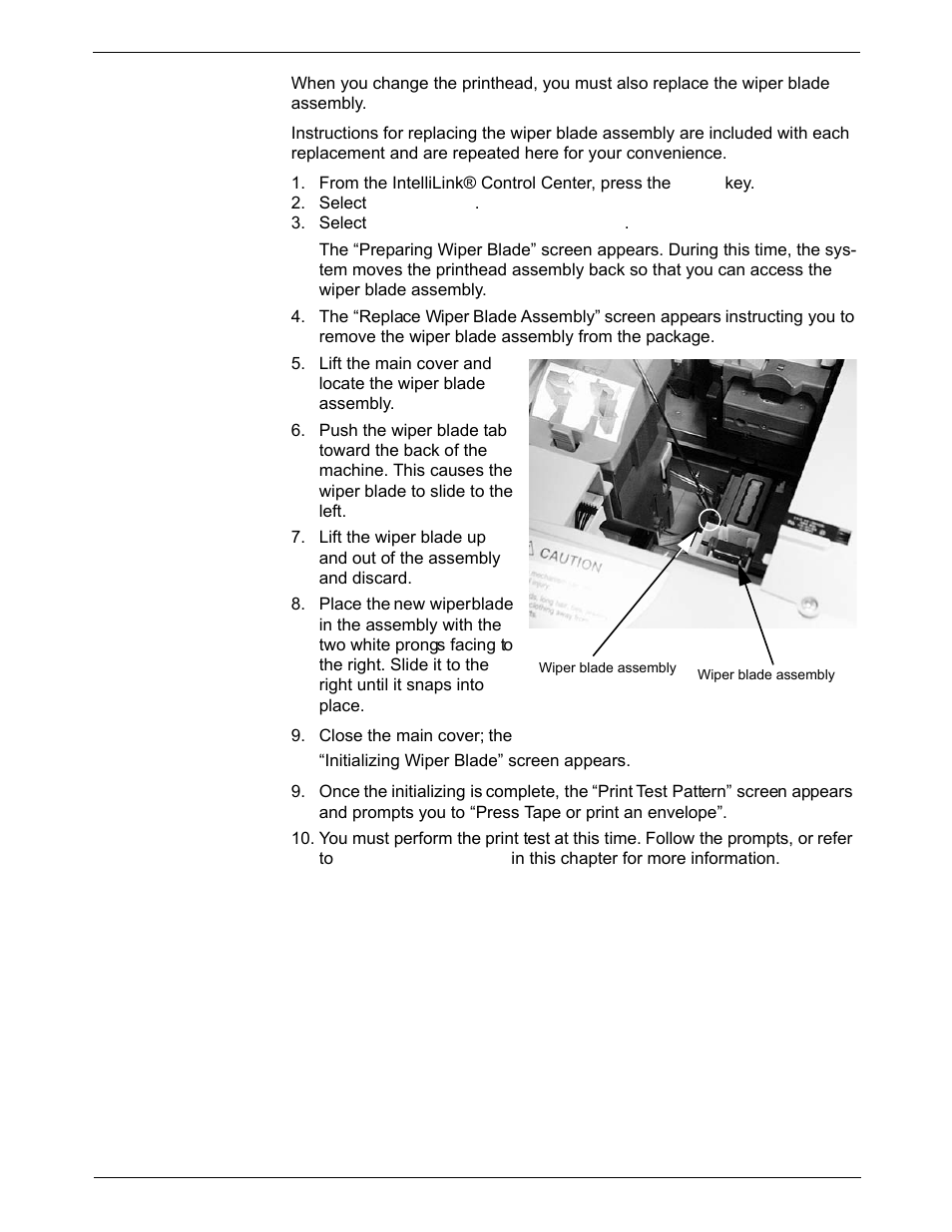 Changing the wiper blade assembly, Changing the wiper blade assembly -18 | Pitney Bowes DM550 Series User Manual | Page 154 / 188