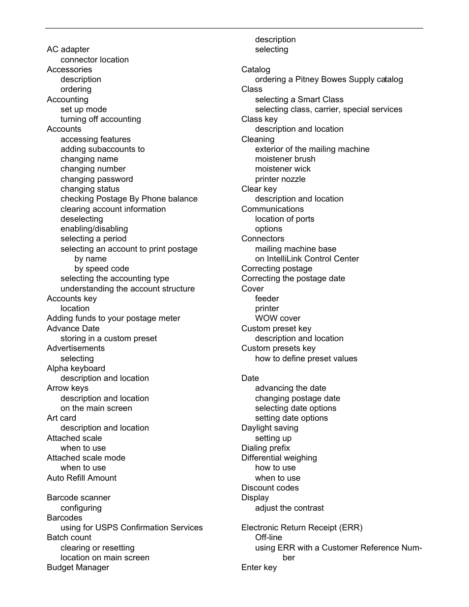 Index | Pitney Bowes DM550 Series User Manual | Page 183 / 188