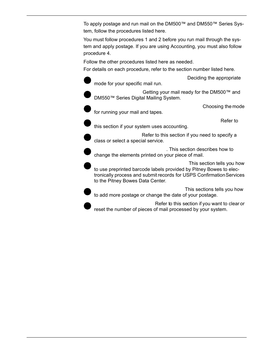 Applying postage and running mail, Applying postage and running mail -3 | Pitney Bowes DM550 Series User Manual | Page 37 / 188
