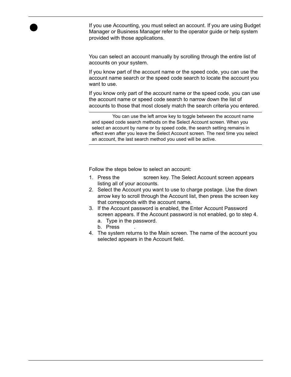 Selecting or deselecting an account, Selecting or deselecting an account -16 | Pitney Bowes DM550 Series User Manual | Page 50 / 188