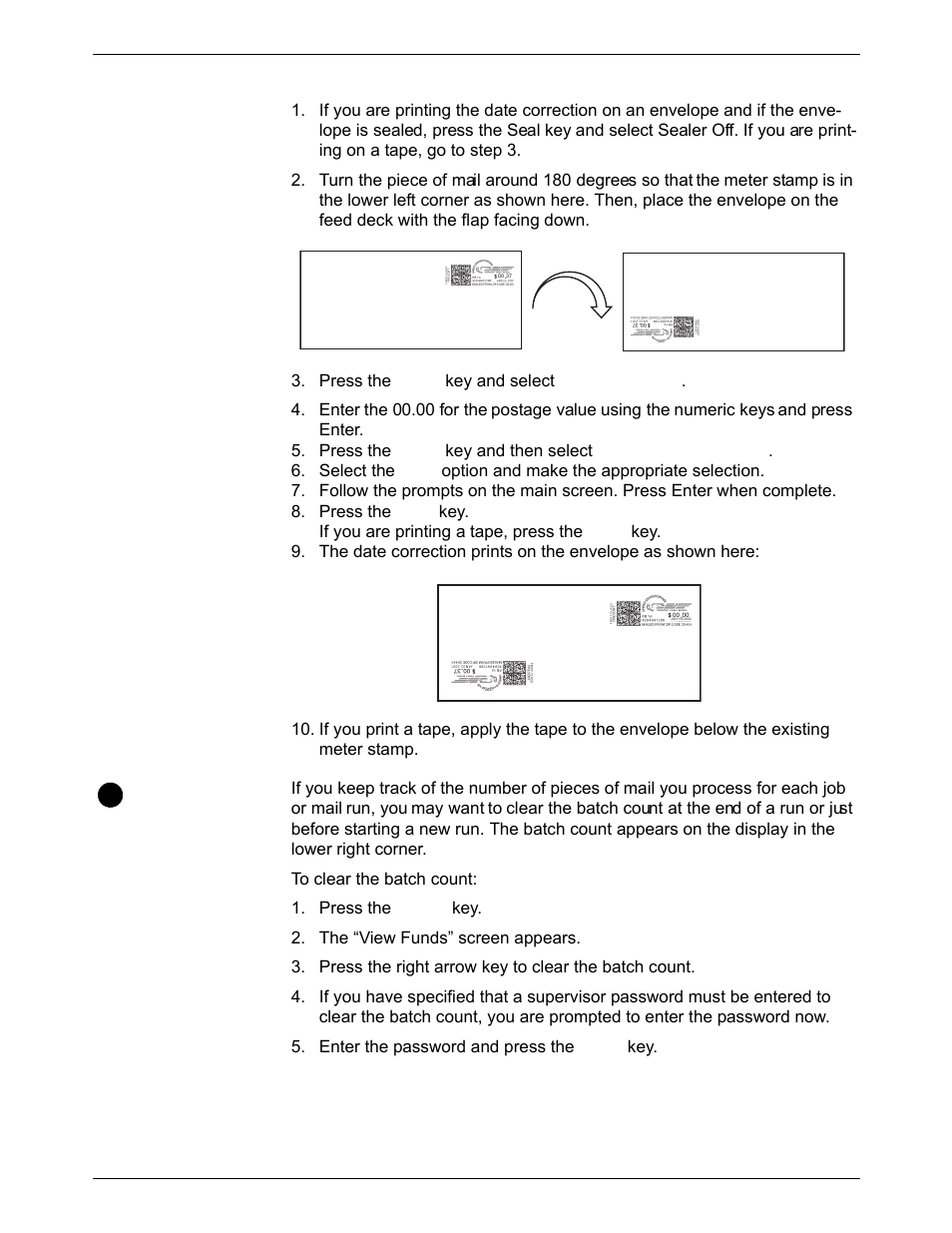Clearing the batch count, Clearing the batch count -32 | Pitney Bowes DM550 Series User Manual | Page 66 / 188