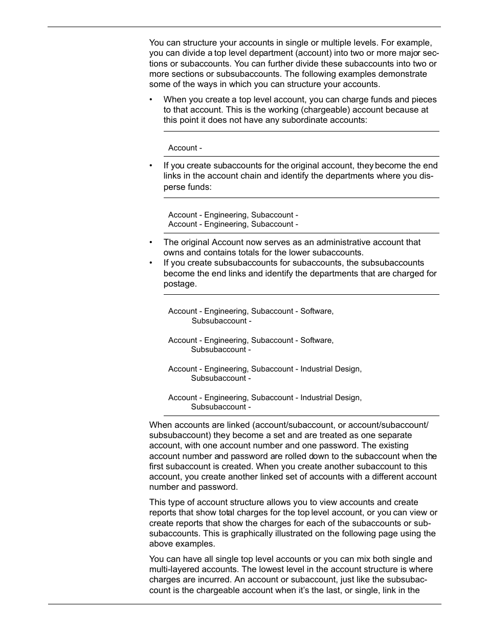 Account structure and hierarchy, Account structure and hierarchy -12 | Pitney Bowes DM800i Series User Manual | Page 124 / 188