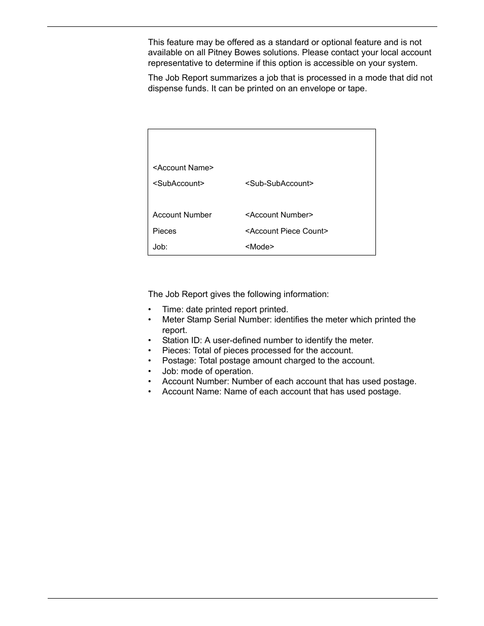 Job report, Job report -11 | Pitney Bowes DM800i Series User Manual | Page 137 / 188