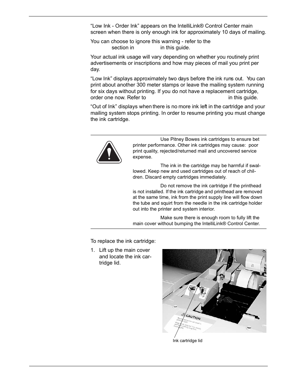 Replacing the ink cartridge, Replacing the ink cartridge -9 | Pitney Bowes DM800i Series User Manual | Page 149 / 188