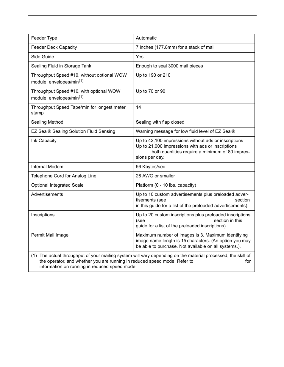 Capacities and features -3, Capacities and features | Pitney Bowes DM800i Series User Manual | Page 173 / 188