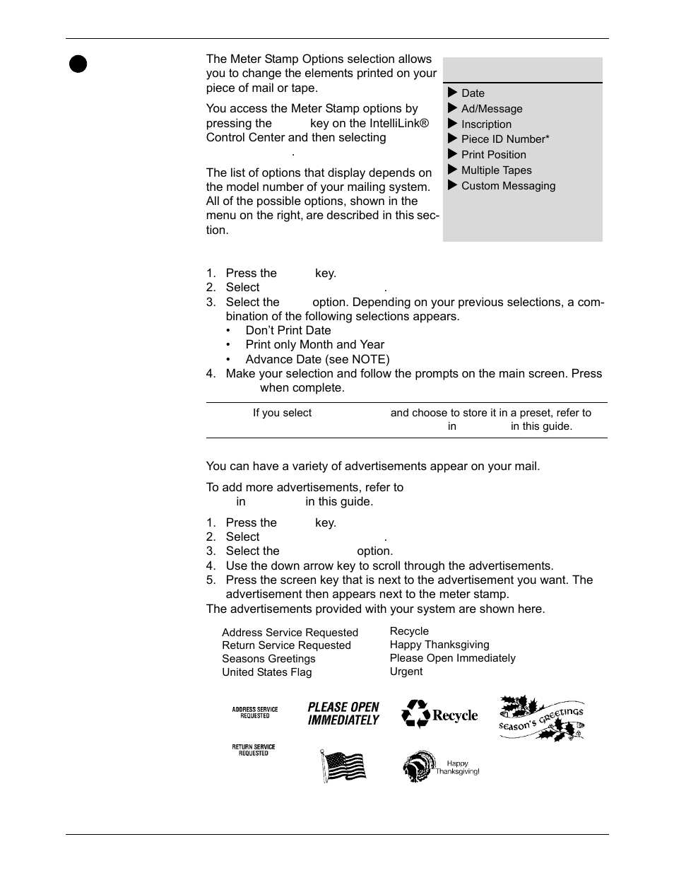 Selecting the meter stamp options, Selecting the meter stamp options -21 | Pitney Bowes DM800i Series User Manual | Page 57 / 188