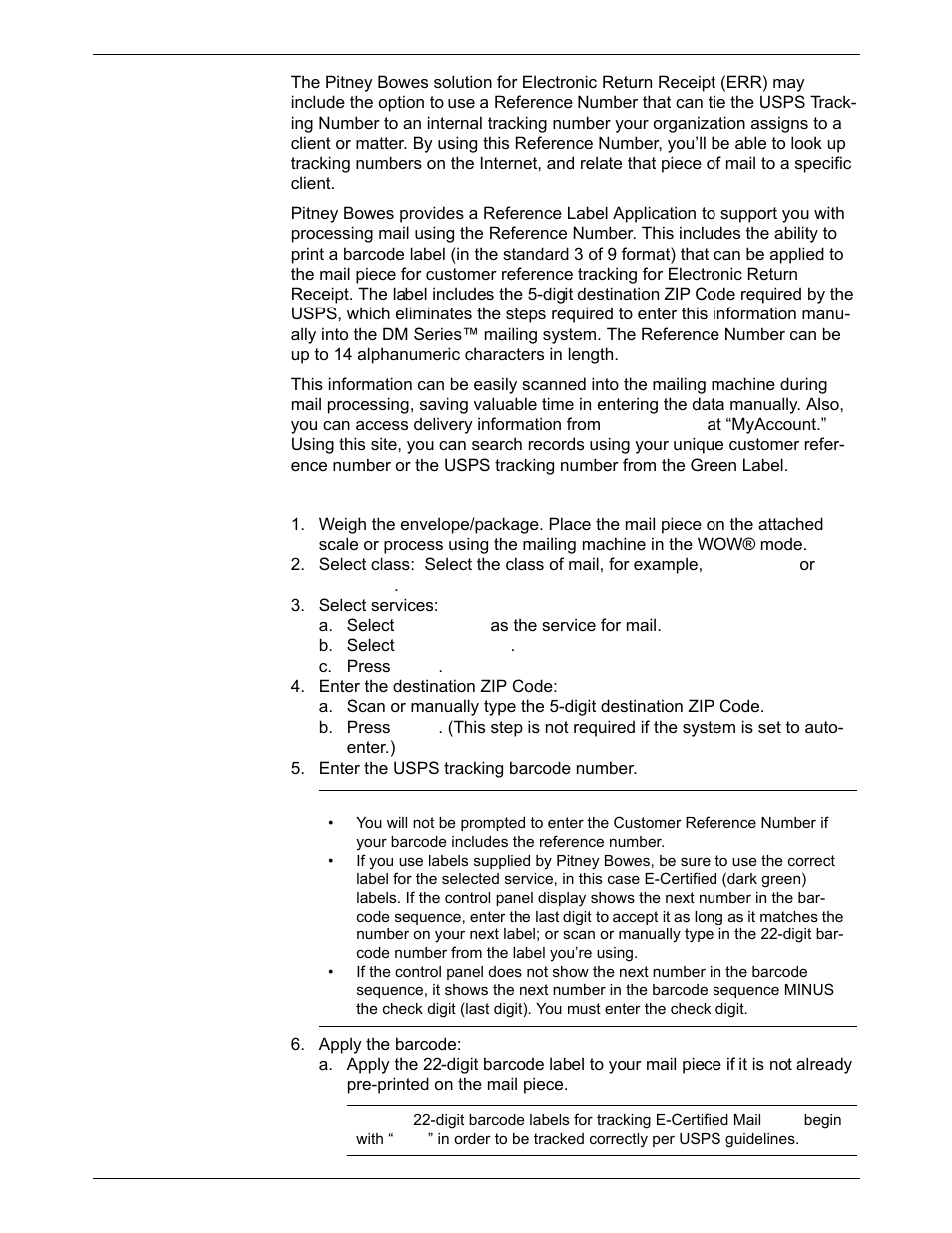 Using err, With a customer reference number | Pitney Bowes DM800i Series User Manual | Page 66 / 188