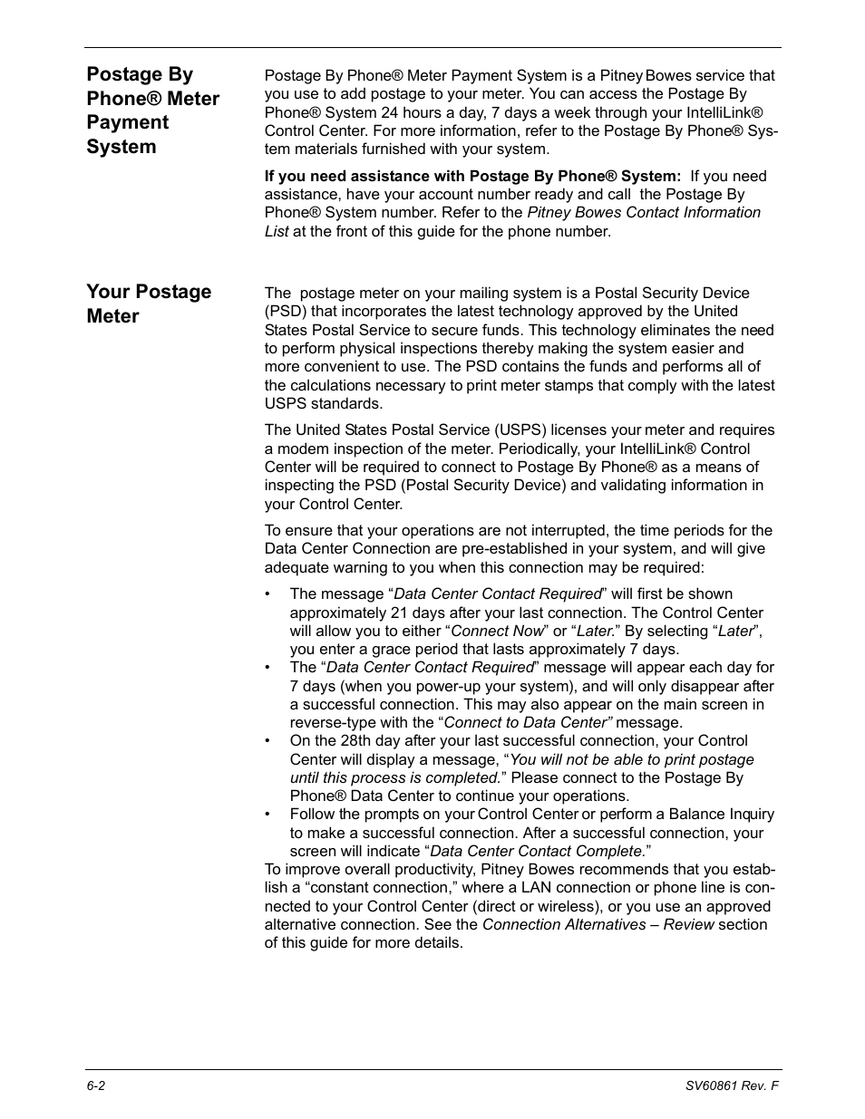 Postage by phone® meter payment system, Your postage meter | Pitney Bowes DM900 User Manual | Page 102 / 186