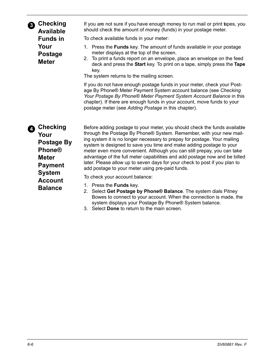 Checking available funds in your postage meter, Balance -6 | Pitney Bowes DM900 User Manual | Page 106 / 186