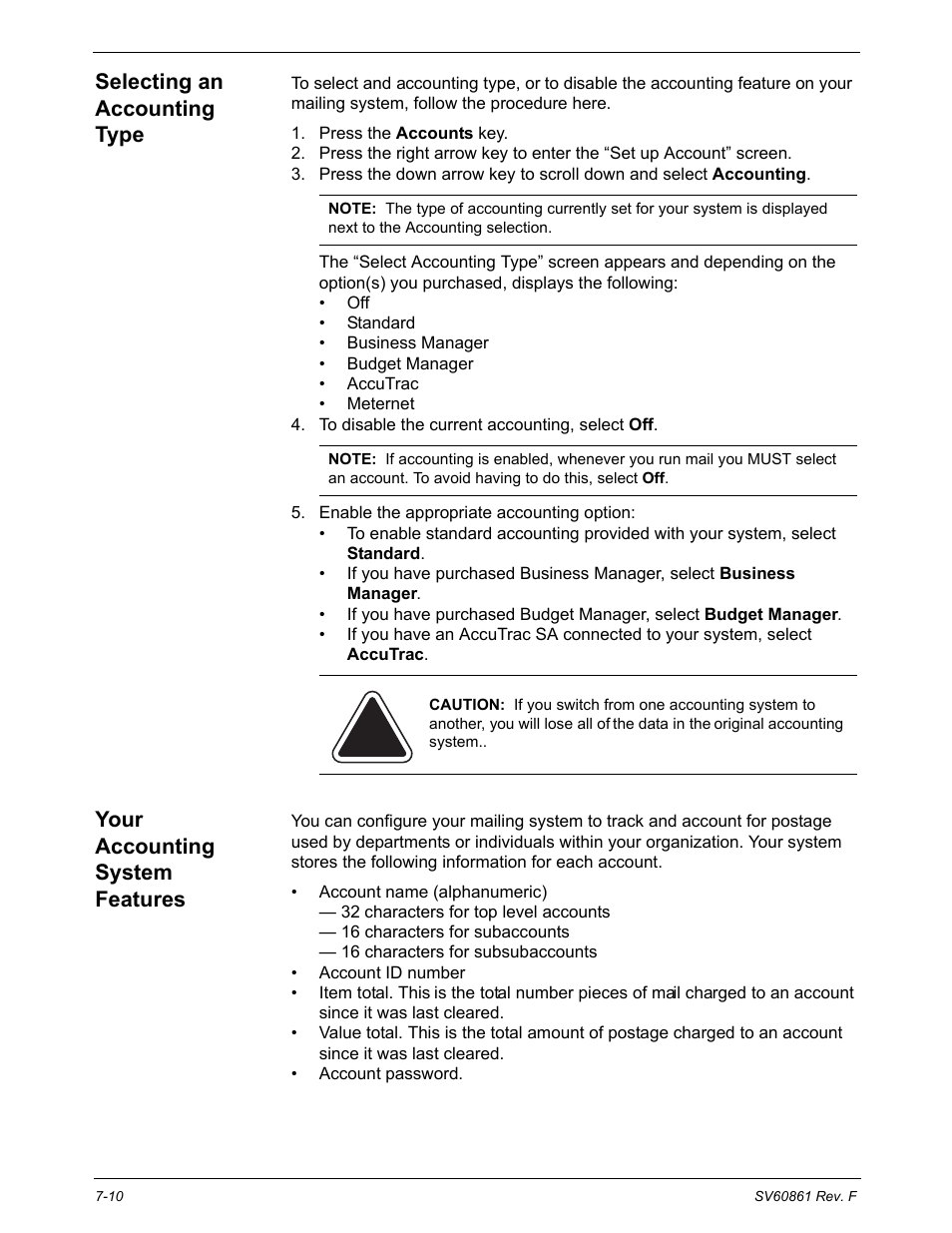 Selecting an accounting type, Your accounting system features | Pitney Bowes DM900 User Manual | Page 118 / 186