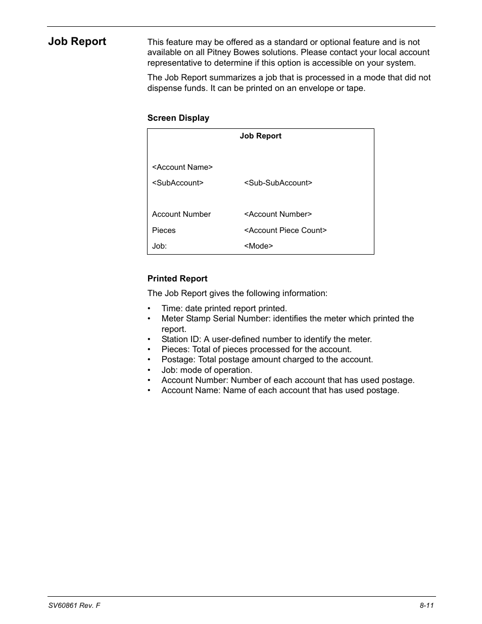 Job report, Job report -11 | Pitney Bowes DM900 User Manual | Page 131 / 186