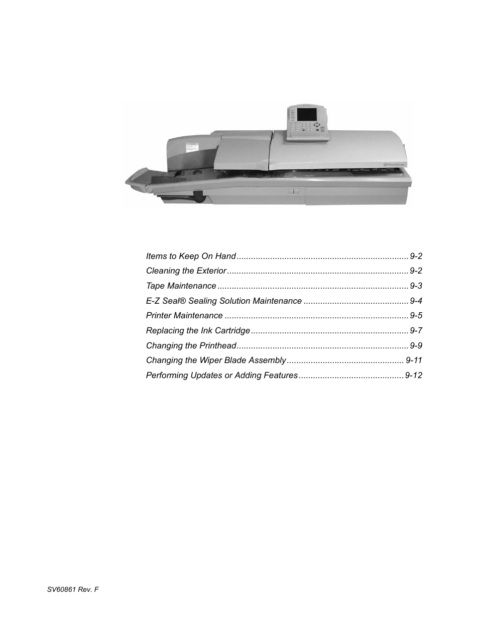 9 • maintaining and updating | Pitney Bowes DM900 User Manual | Page 135 / 186