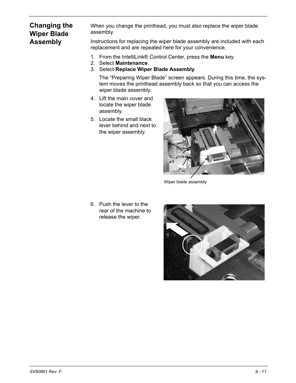 Changing the wiper blade assembly, Changing the wiper blade assembly -11 | Pitney Bowes DM900 User Manual | Page 145 / 186