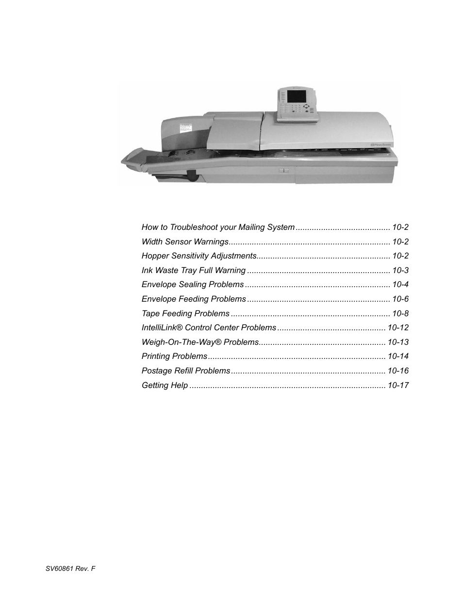 10 • troubleshooting | Pitney Bowes DM900 User Manual | Page 147 / 186