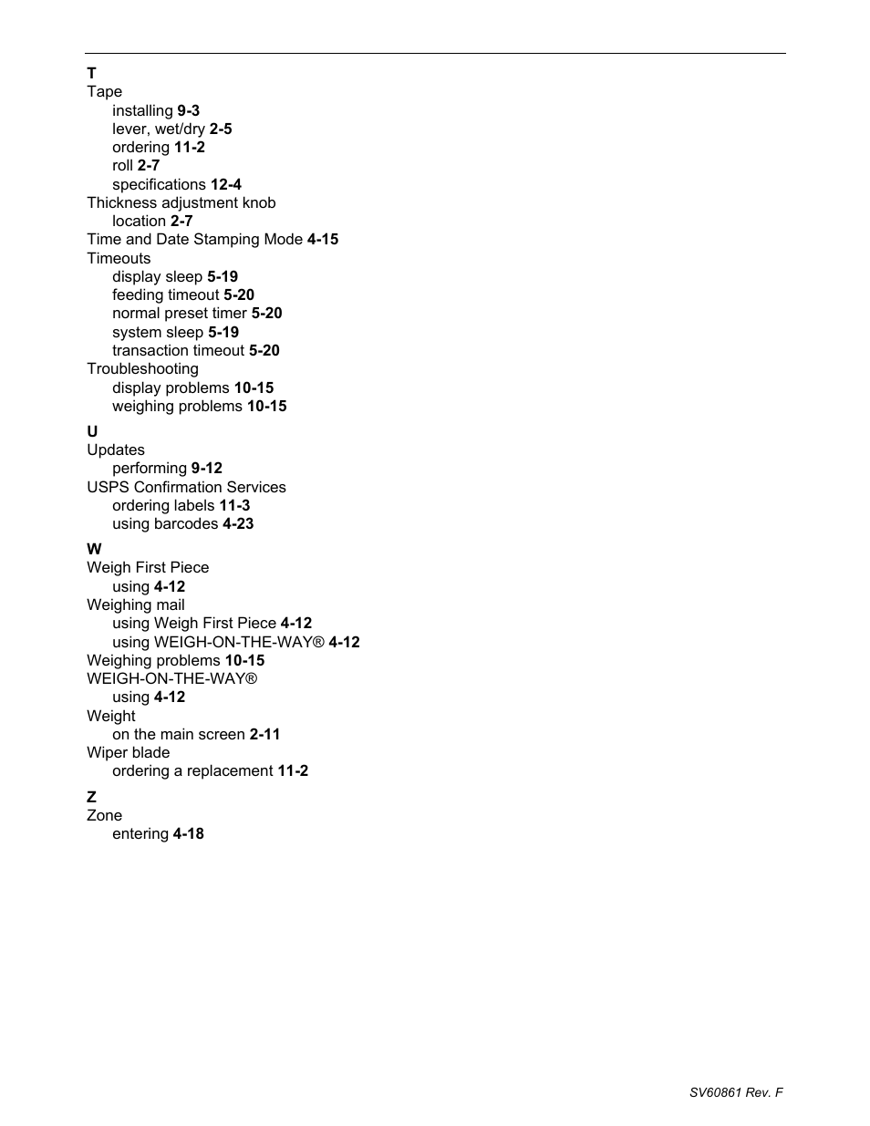 Index | Pitney Bowes DM900 User Manual | Page 184 / 186
