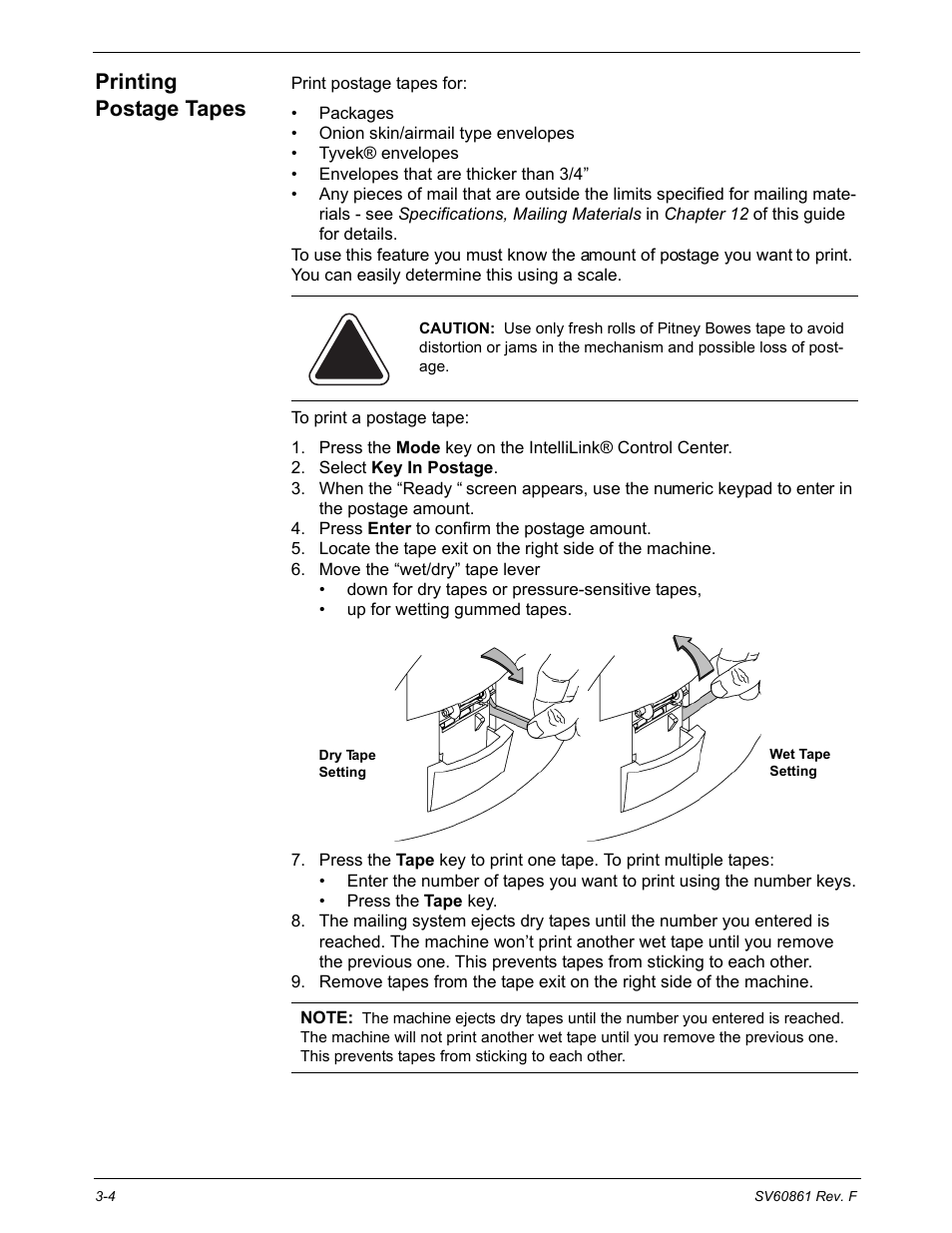 Printing postage tapes | Pitney Bowes DM900 User Manual | Page 32 / 186