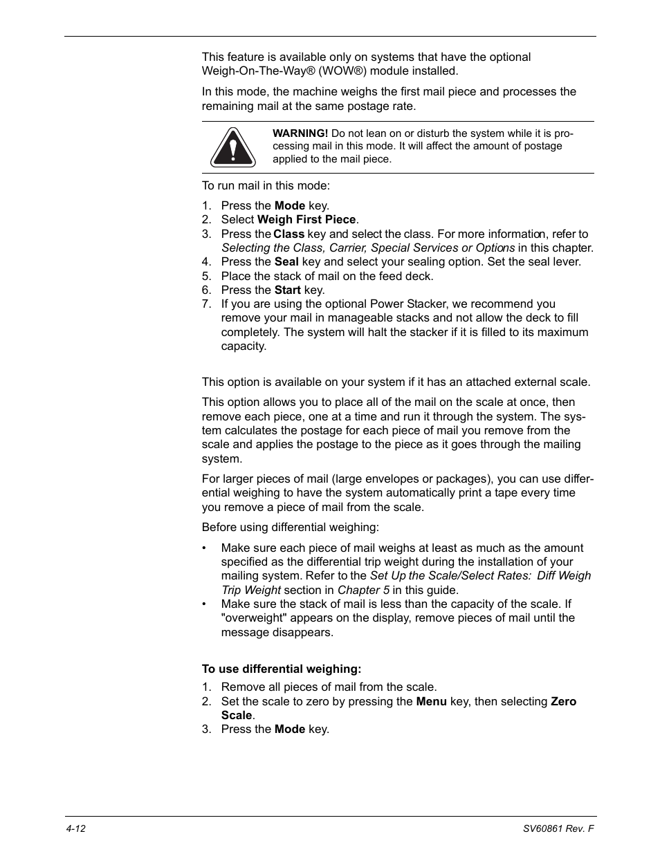 Mode selection: weigh first piece, Mode selection: differential weighing | Pitney Bowes DM900 User Manual | Page 44 / 186