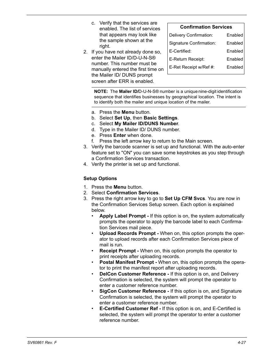 Setup options | Pitney Bowes DM900 User Manual | Page 59 / 186
