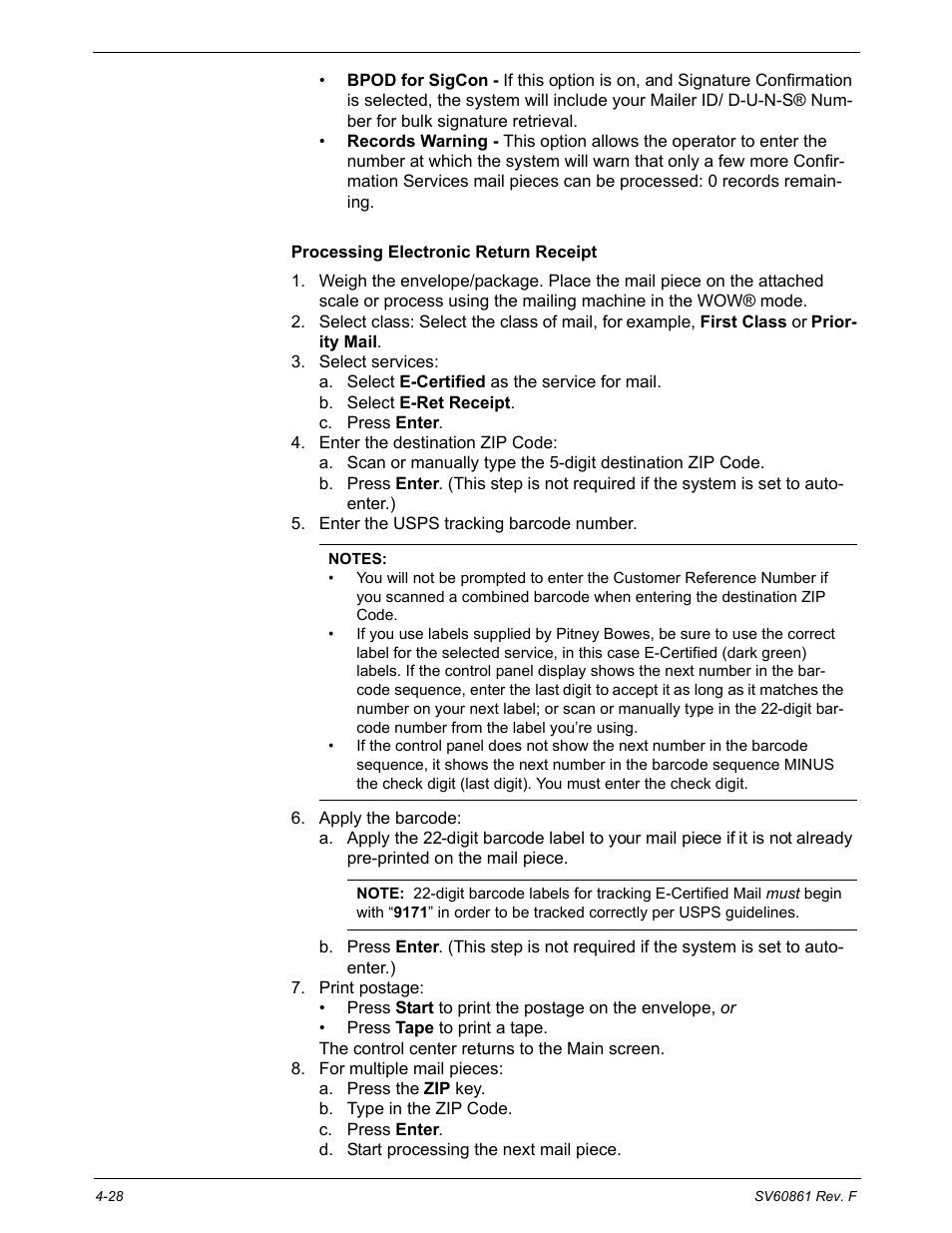 Processing electronic return receipt | Pitney Bowes DM900 User Manual | Page 60 / 186