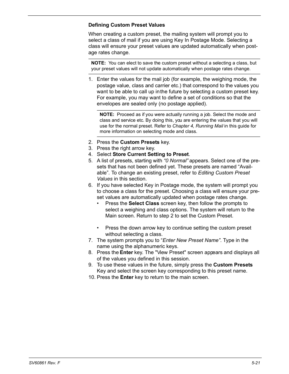 Defining custom preset values | Pitney Bowes DM900 User Manual | Page 89 / 186