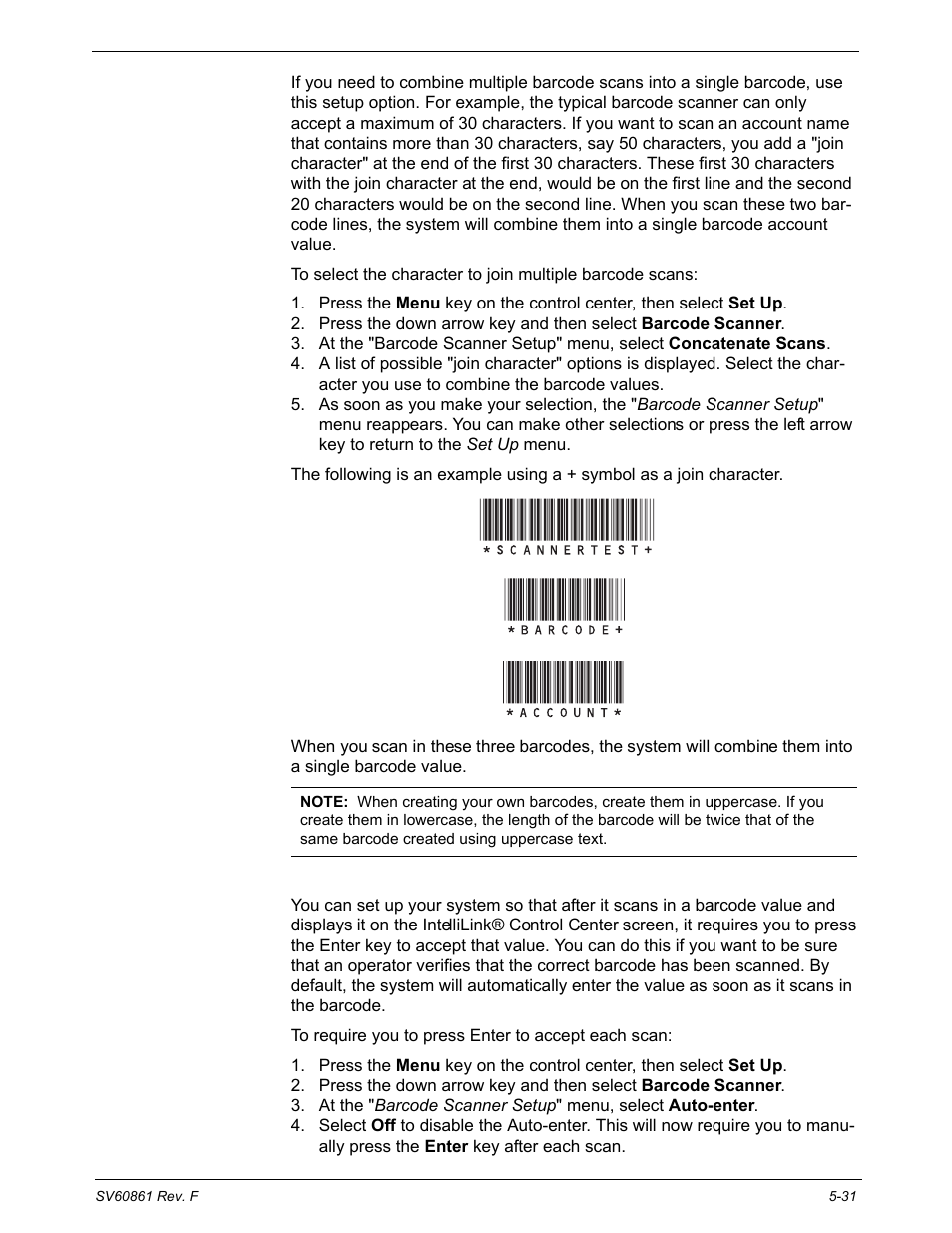 Combining barcodes, Setting auto-enter | Pitney Bowes DM900 User Manual | Page 99 / 186