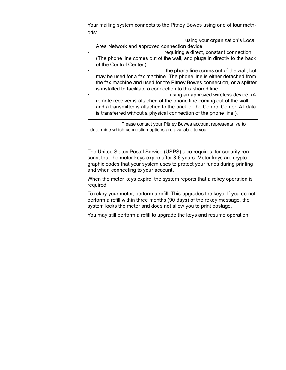 Connection alternatives, Usps rekey requirements, Connection alternatives -3 | Usps rekey requirements -3 | Pitney Bowes DM925 User Manual | Page 101 / 206