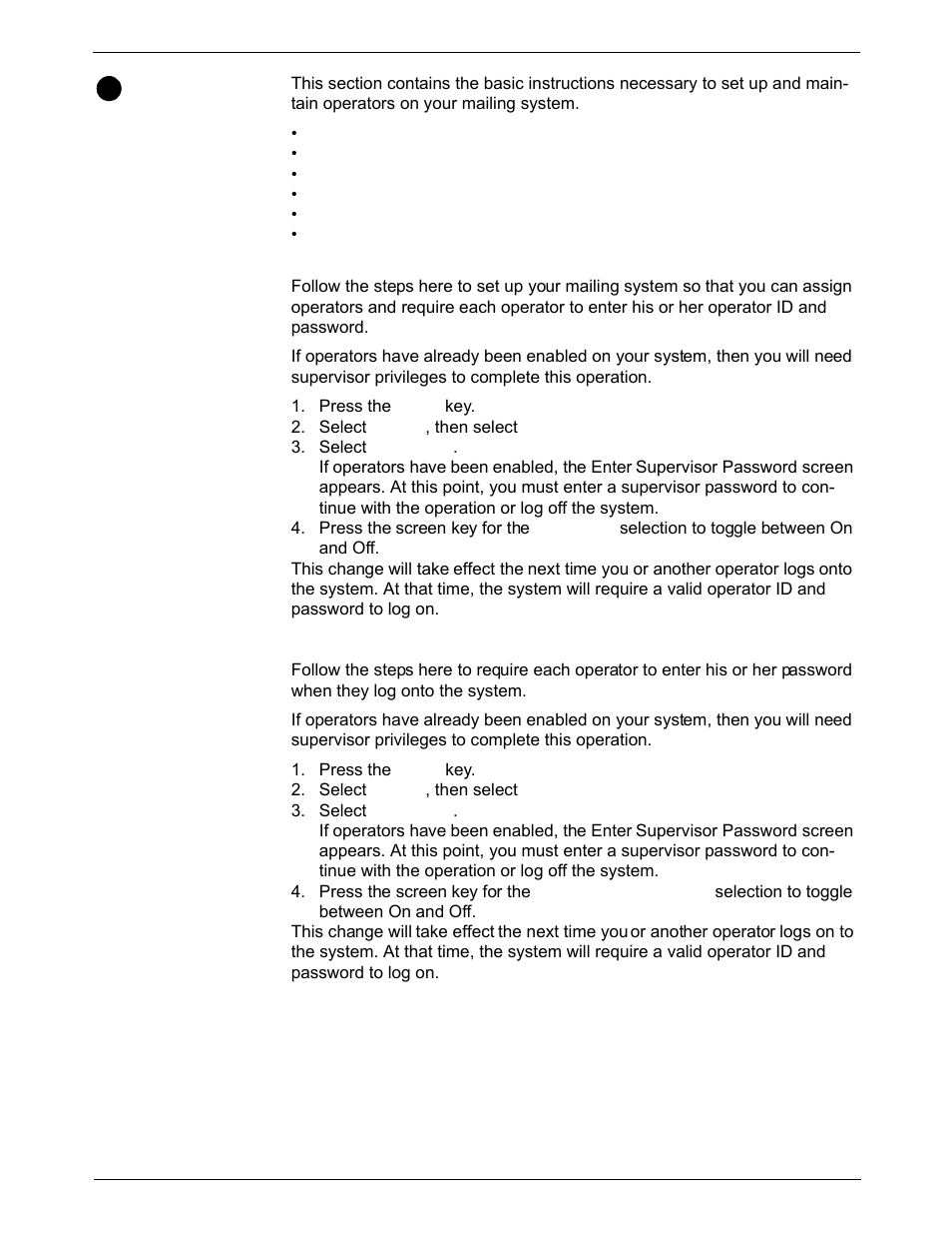 Setting up operators, Enabling operators, Enabling operator passwords | Setting up operators -10 | Pitney Bowes DM925 User Manual | Page 116 / 206