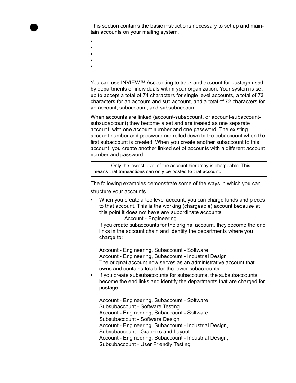 Working with inview™ accounts, Inview™ accounting account structure, Working with inview™ accounts -13 | Pitney Bowes DM925 User Manual | Page 119 / 206