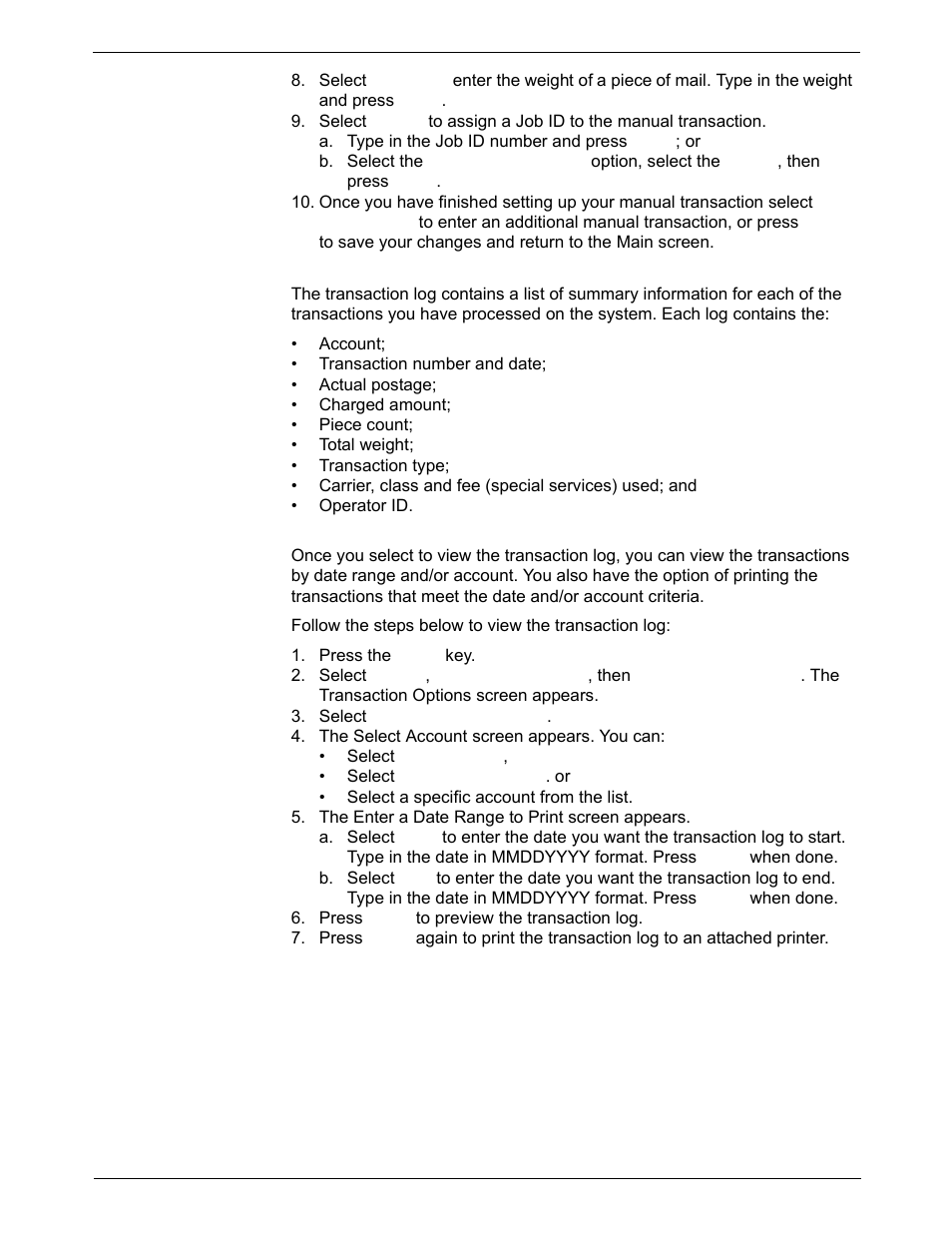 Viewing the transaction log | Pitney Bowes DM925 User Manual | Page 125 / 206