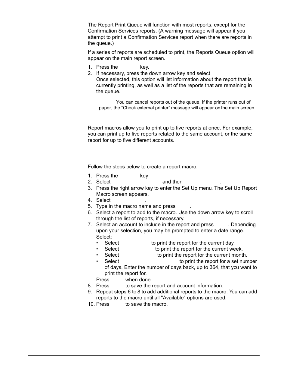 Report printing queue, Report macros, Creating a report macro | Pitney Bowes DM925 User Manual | Page 130 / 206