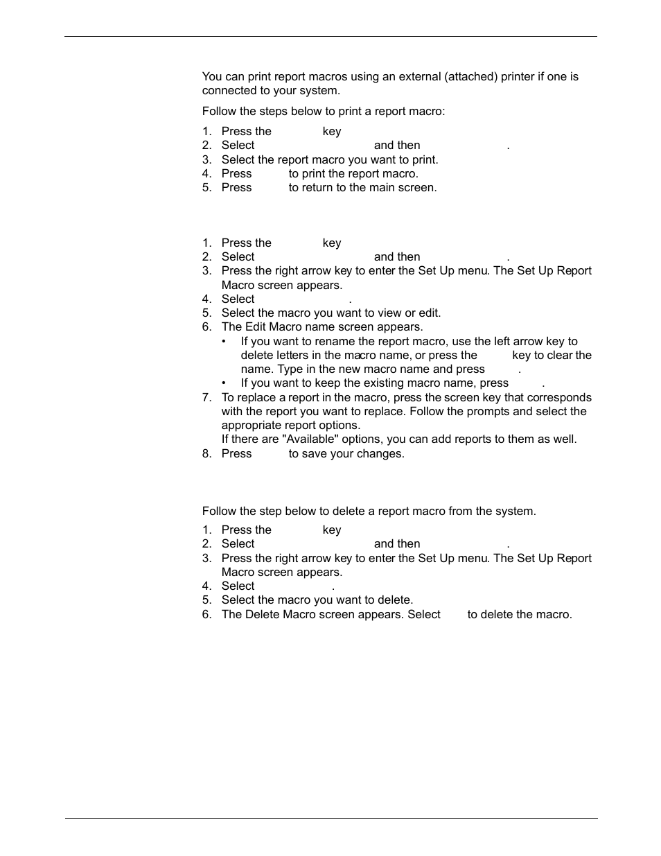 Using a report macro to print reports, Viewing and editing report macros, Deleting a report macro | Pitney Bowes DM925 User Manual | Page 131 / 206