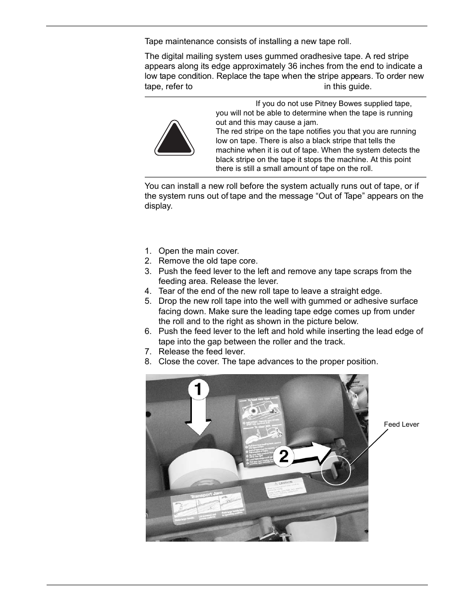 Tape maintenance, Installing a new tape roll, Tape maintenance -3 | Tape  maintenance | Pitney Bowes DM925 User Manual | Page 157 / 206