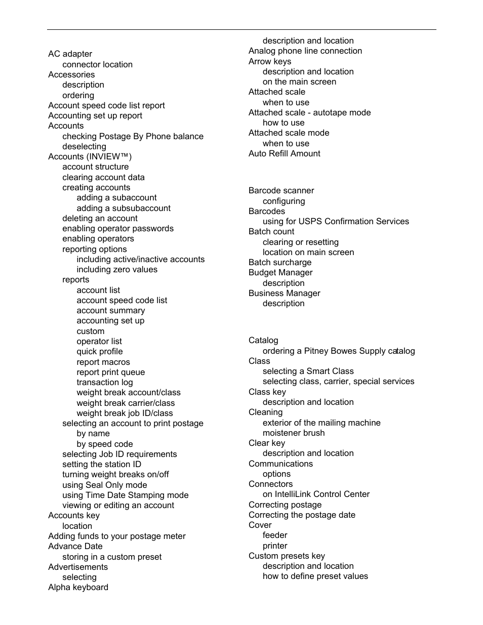 Index | Pitney Bowes DM925 User Manual | Page 199 / 206