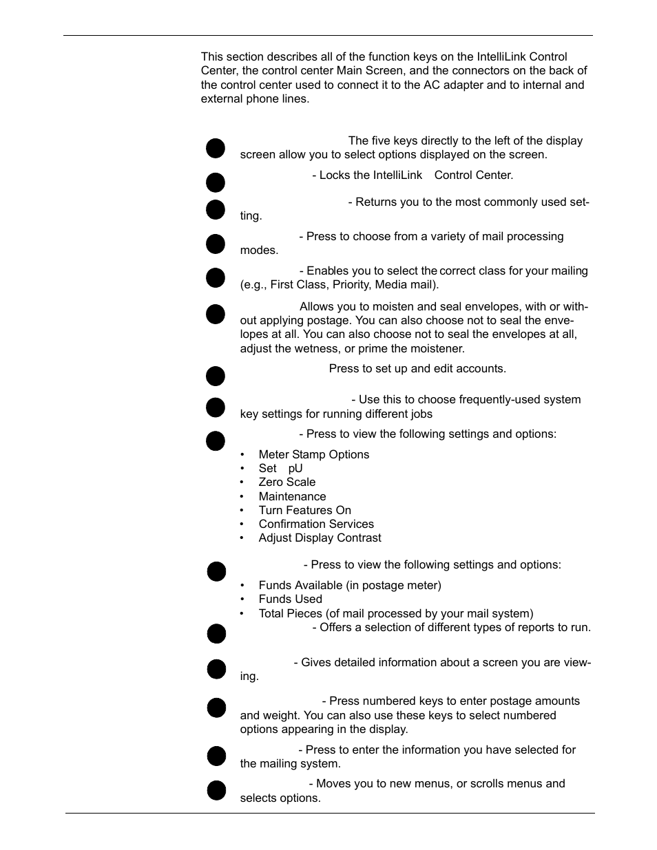 The intellilink® control center, Function keys | Pitney Bowes DM925 User Manual | Page 24 / 206