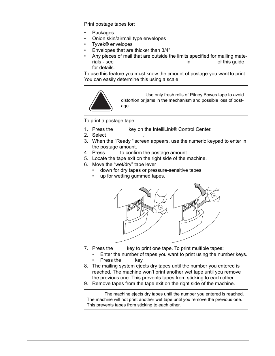 Printing postage tapes, Printing postage tapes -4 | Pitney Bowes DM925 User Manual | Page 32 / 206