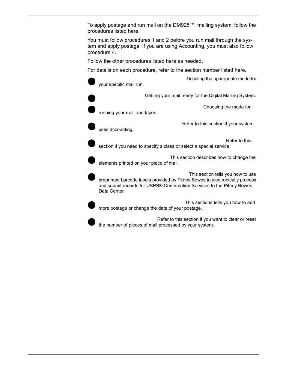 Applying postage and running mail, Applying postage and running mail -3 | Pitney Bowes DM925 User Manual | Page 35 / 206