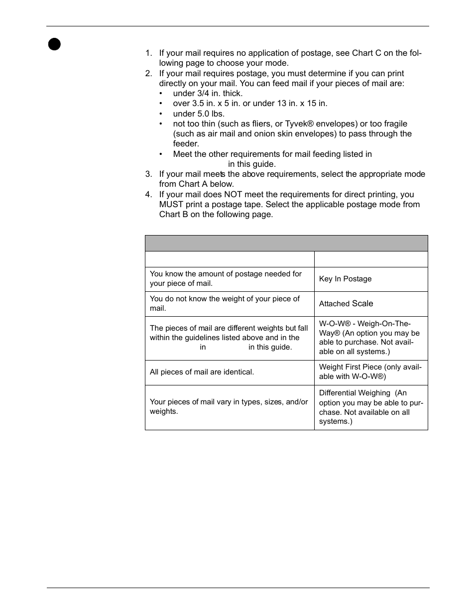 Determining the correct postage mode, Feeding mail or printing tape, Determining the correct postage mode -4 | Pitney Bowes DM925 User Manual | Page 36 / 206