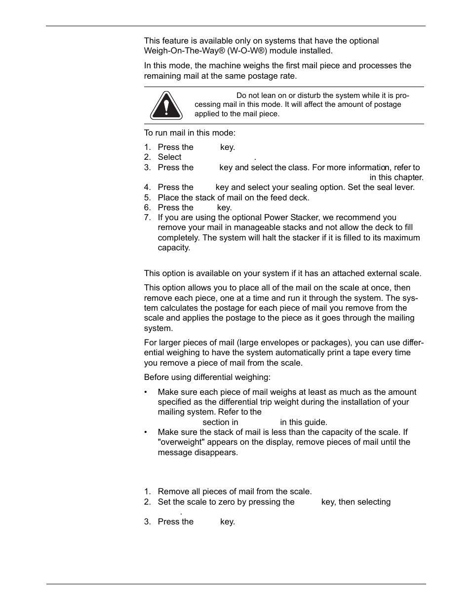 Mode selection: weigh first piece, Mode selection: differential weighing | Pitney Bowes DM925 User Manual | Page 44 / 206