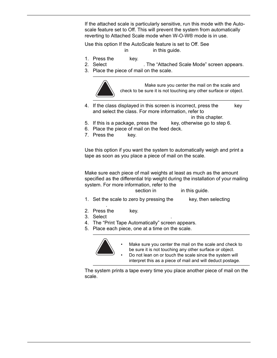 Mode selection: attached scale, Mode selection: attached scale - autotape | Pitney Bowes DM925 User Manual | Page 46 / 206