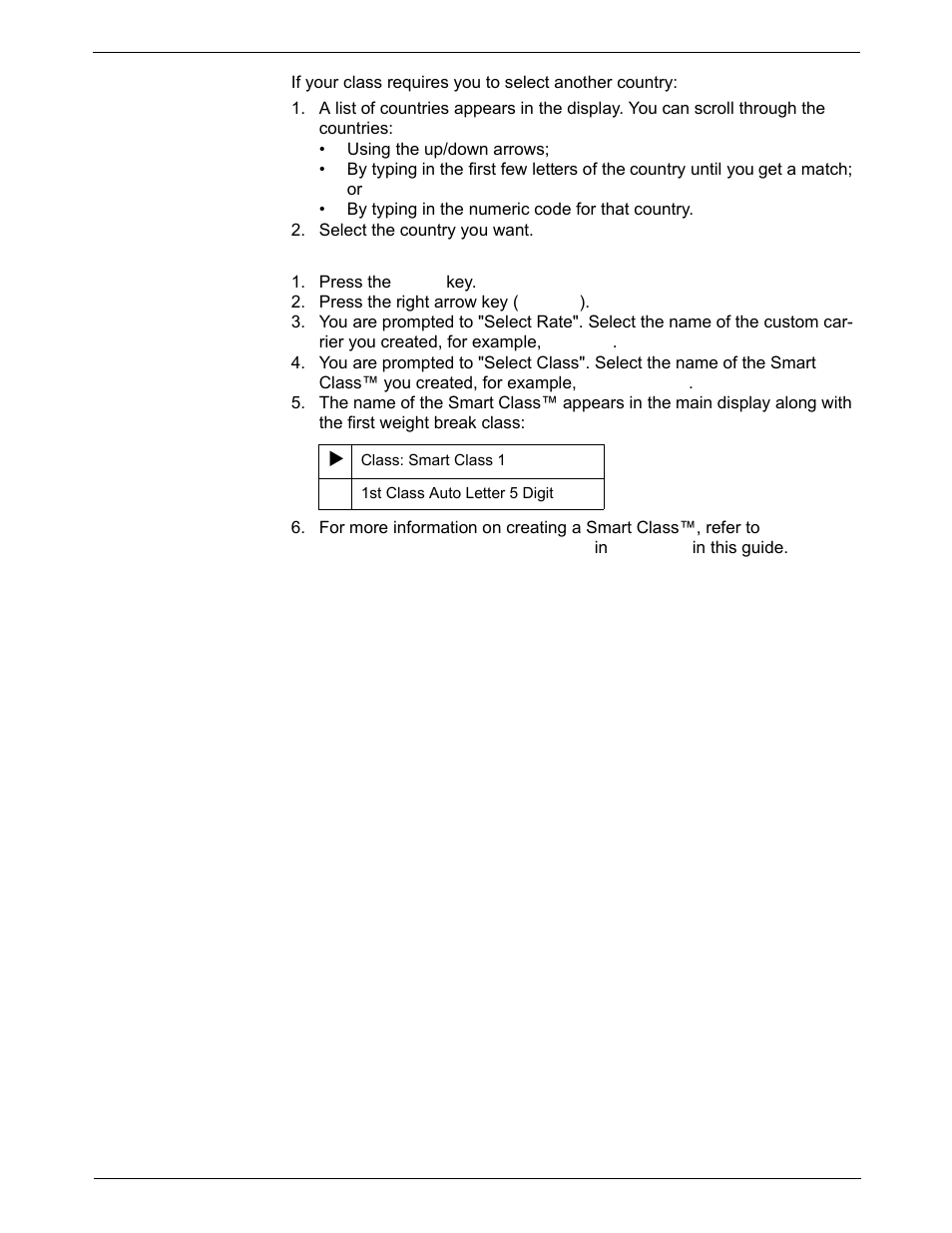 Selecting a country, Selecting a smart class | Pitney Bowes DM925 User Manual | Page 52 / 206