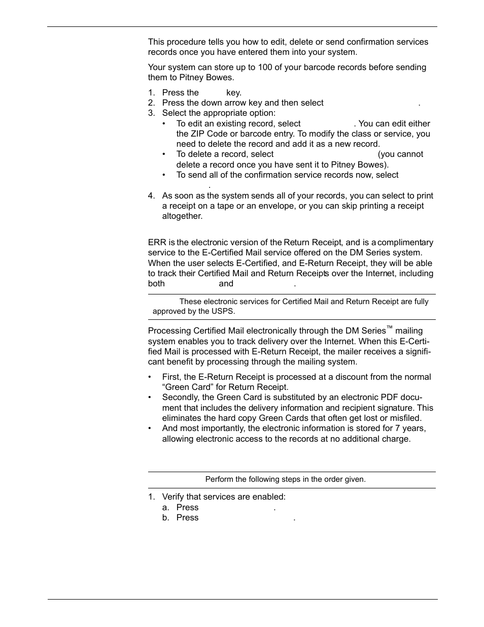 Using electronic return receipt (err), Installation/setup | Pitney Bowes DM925 User Manual | Page 58 / 206