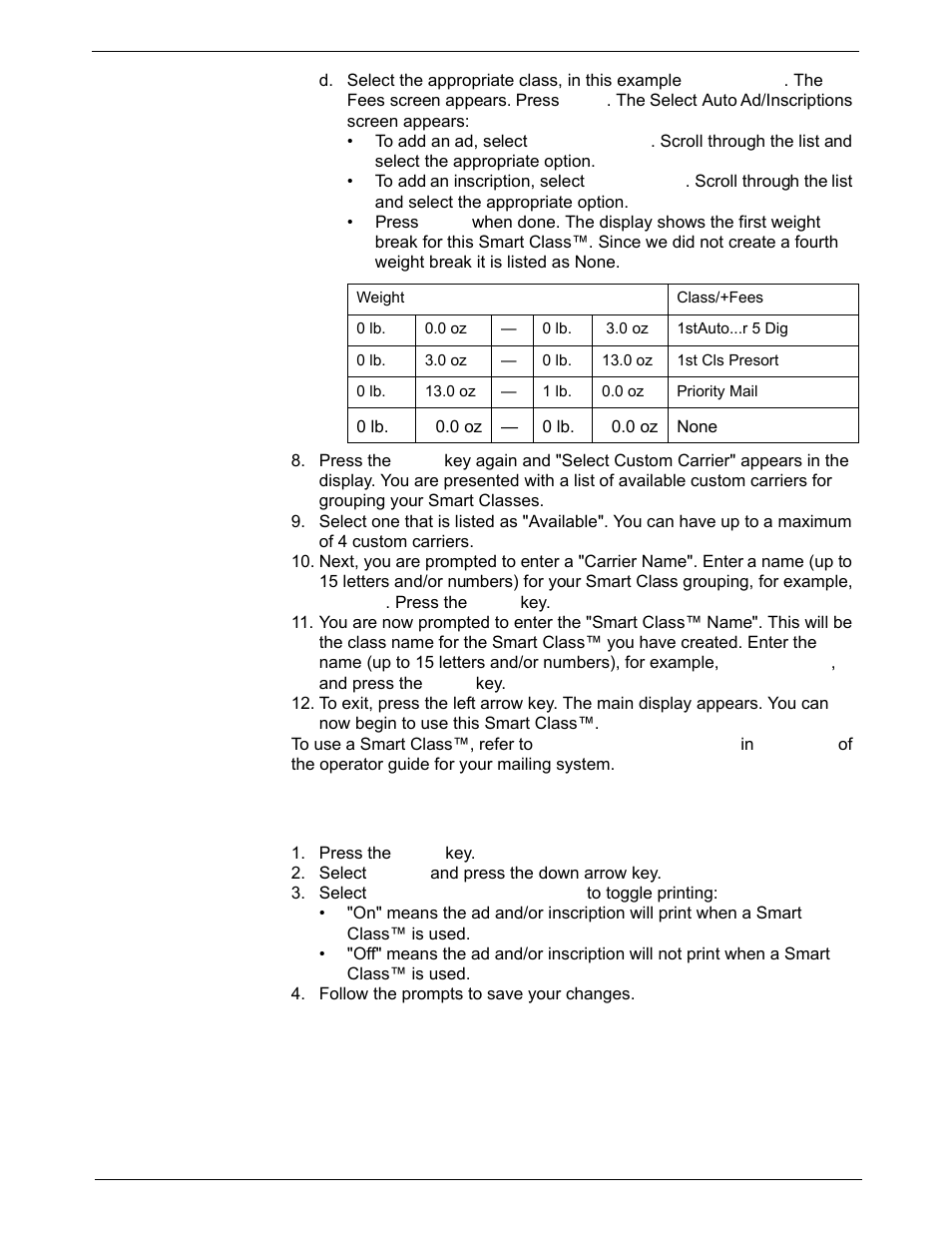 Setting up a smart class™ with an auto inscription | Pitney Bowes DM925 User Manual | Page 78 / 206