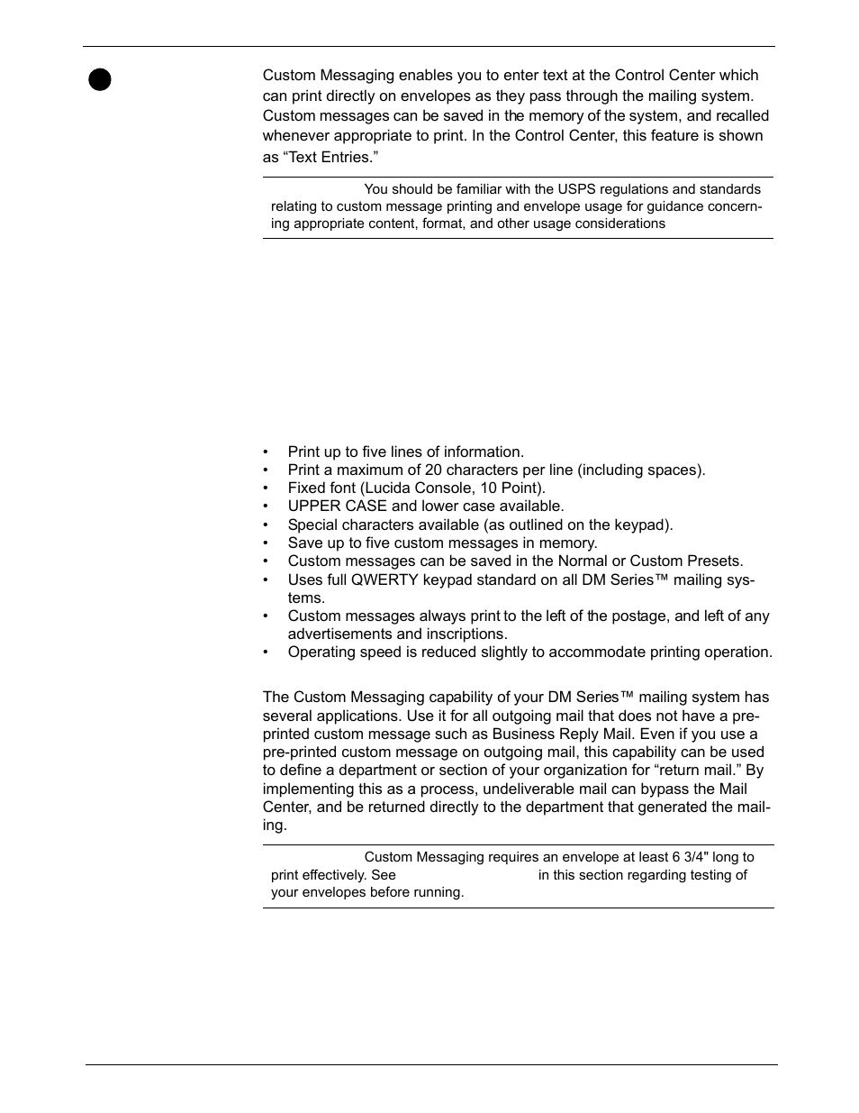 Creating custom messages, Specifications, Creating custom messages -24 | Pitney Bowes DM925 User Manual | Page 90 / 206