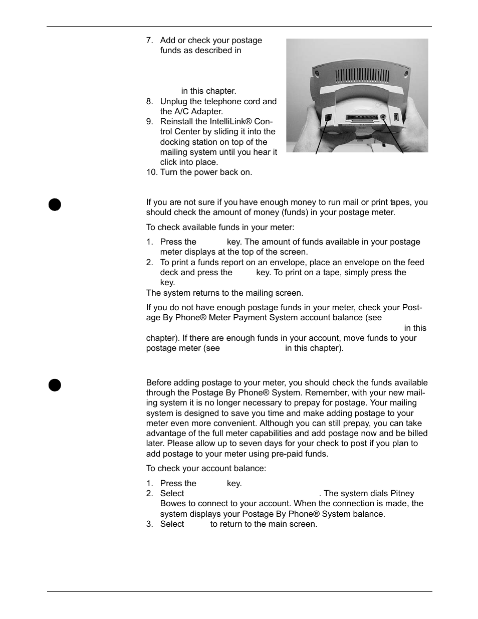 Checking available funds in your postage meter, Checking available funds in your postage meter -6 | Pitney Bowes DM1000 User Manual | Page 104 / 186