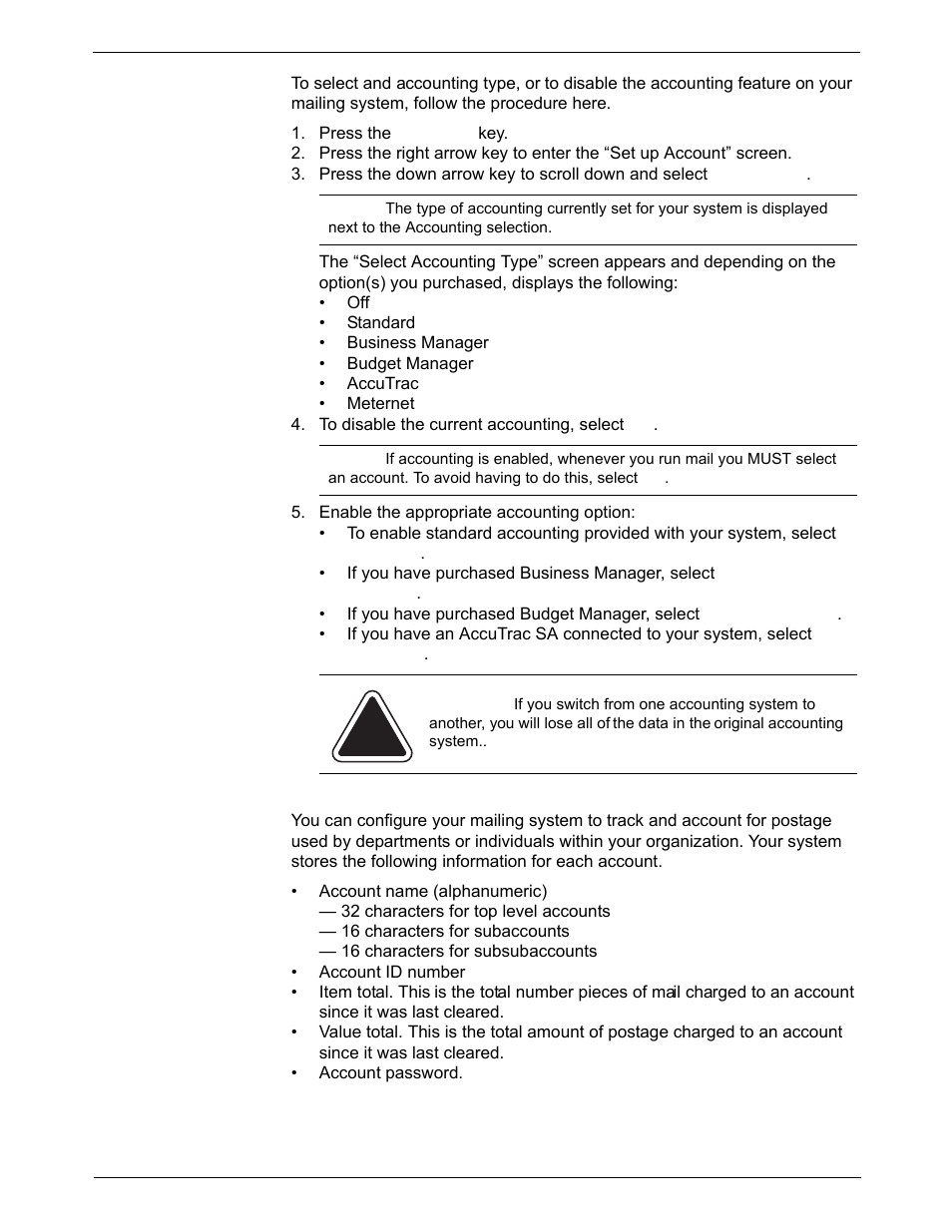 Selecting an accounting type, Your accounting system features, Selecting an accounting type -10 | Your accounting system features -10 | Pitney Bowes DM1000 User Manual | Page 116 / 186