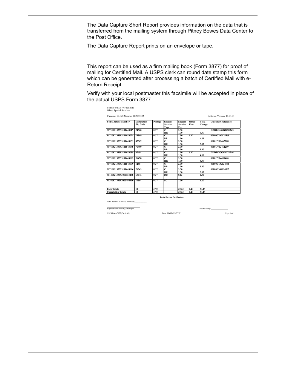 Data capture report (non-us use only), Electronic return receipt report, Data capture report (non-us use only) -12 | Electronic return receipt report -12, 8 • reports | Pitney Bowes DM1000 User Manual | Page 130 / 186