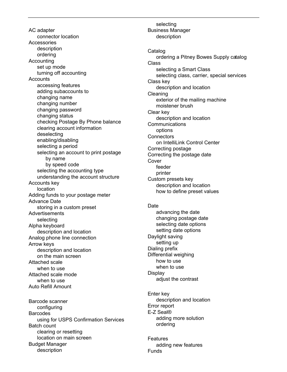 Index | Pitney Bowes DM1000 User Manual | Page 181 / 186