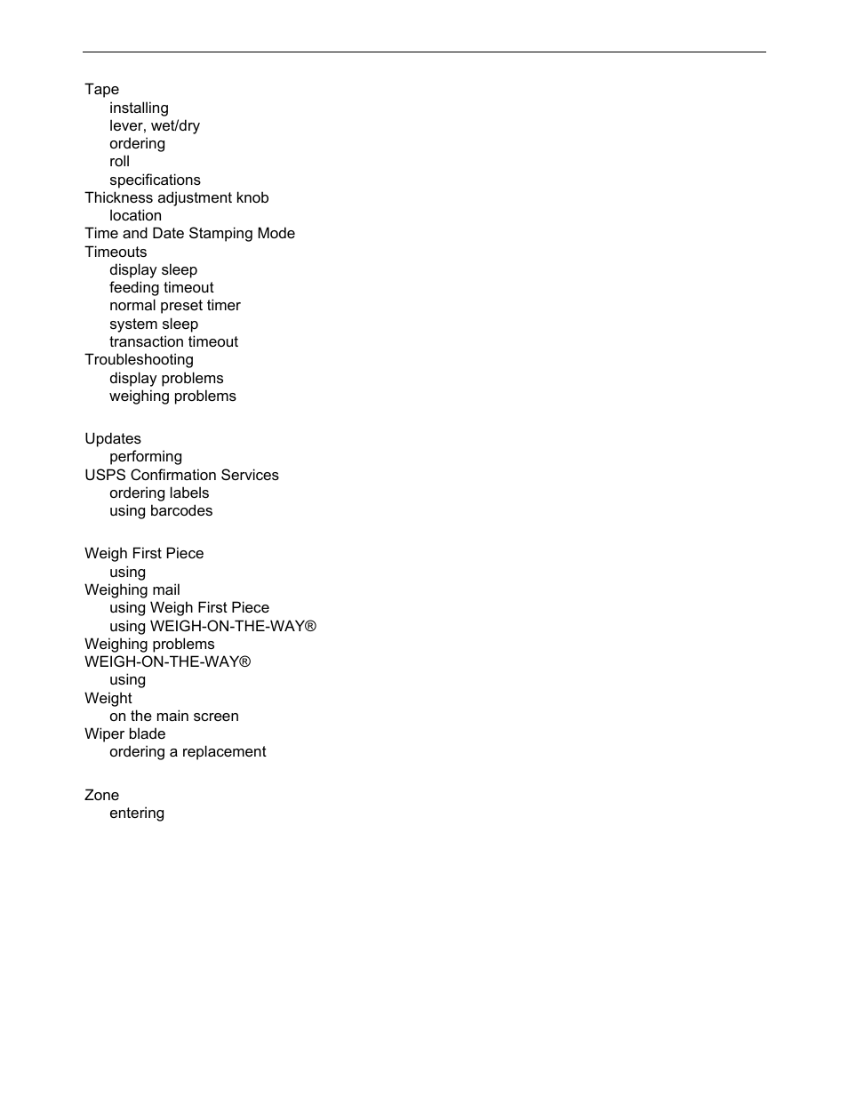 Index | Pitney Bowes DM1000 User Manual | Page 184 / 186