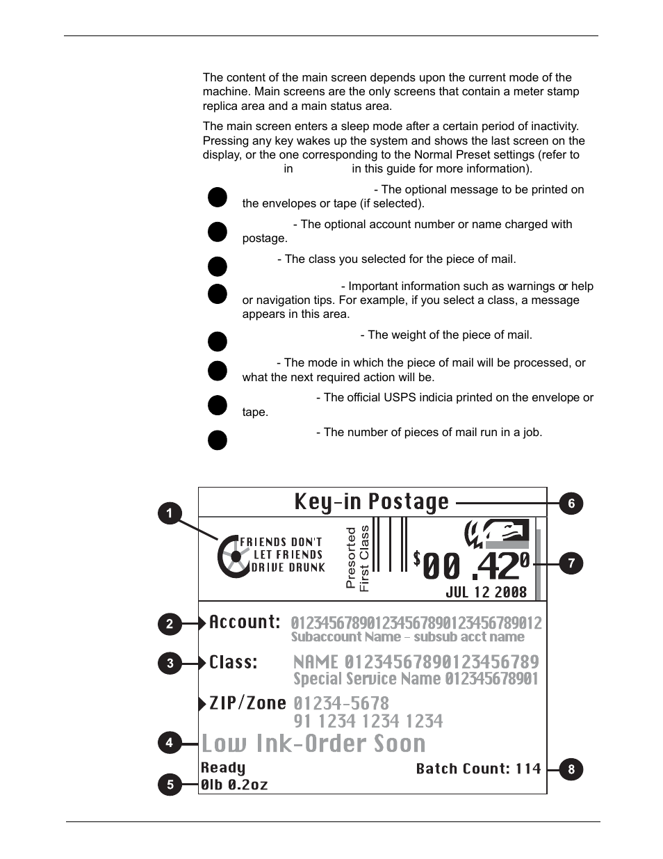 The main screen | Pitney Bowes DM1000 User Manual | Page 27 / 186